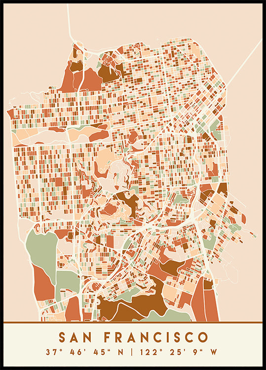 Mapas negros Tonos tierra 75 Póster