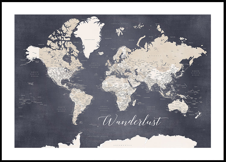 Mapa mundial de Wanderlust Glyn (NUEVO)