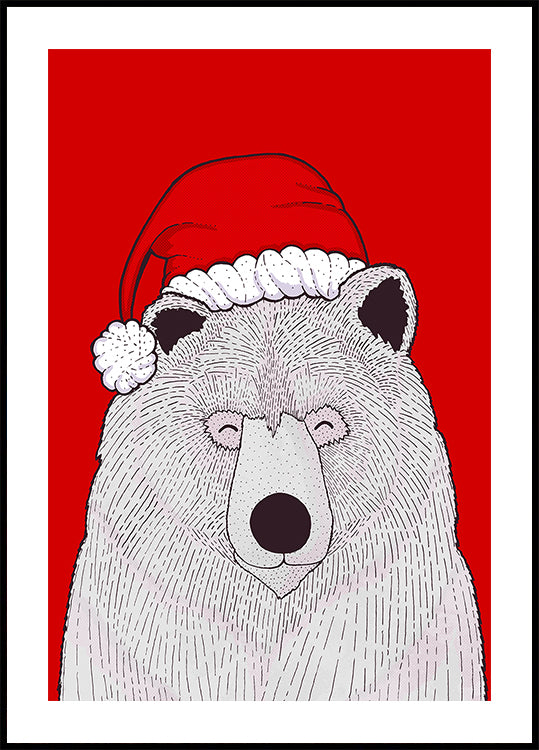 Póster Oso rojo de santa