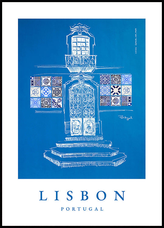 Ventanas, puertas y patrones de Lisboa Póster