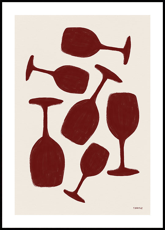 Copas de vino abstractas Póster