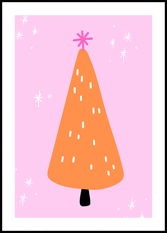 Naranjo con rosa y estrellas Póster