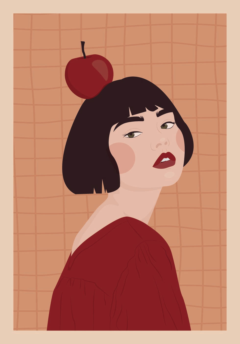 Chica con manzana Póster