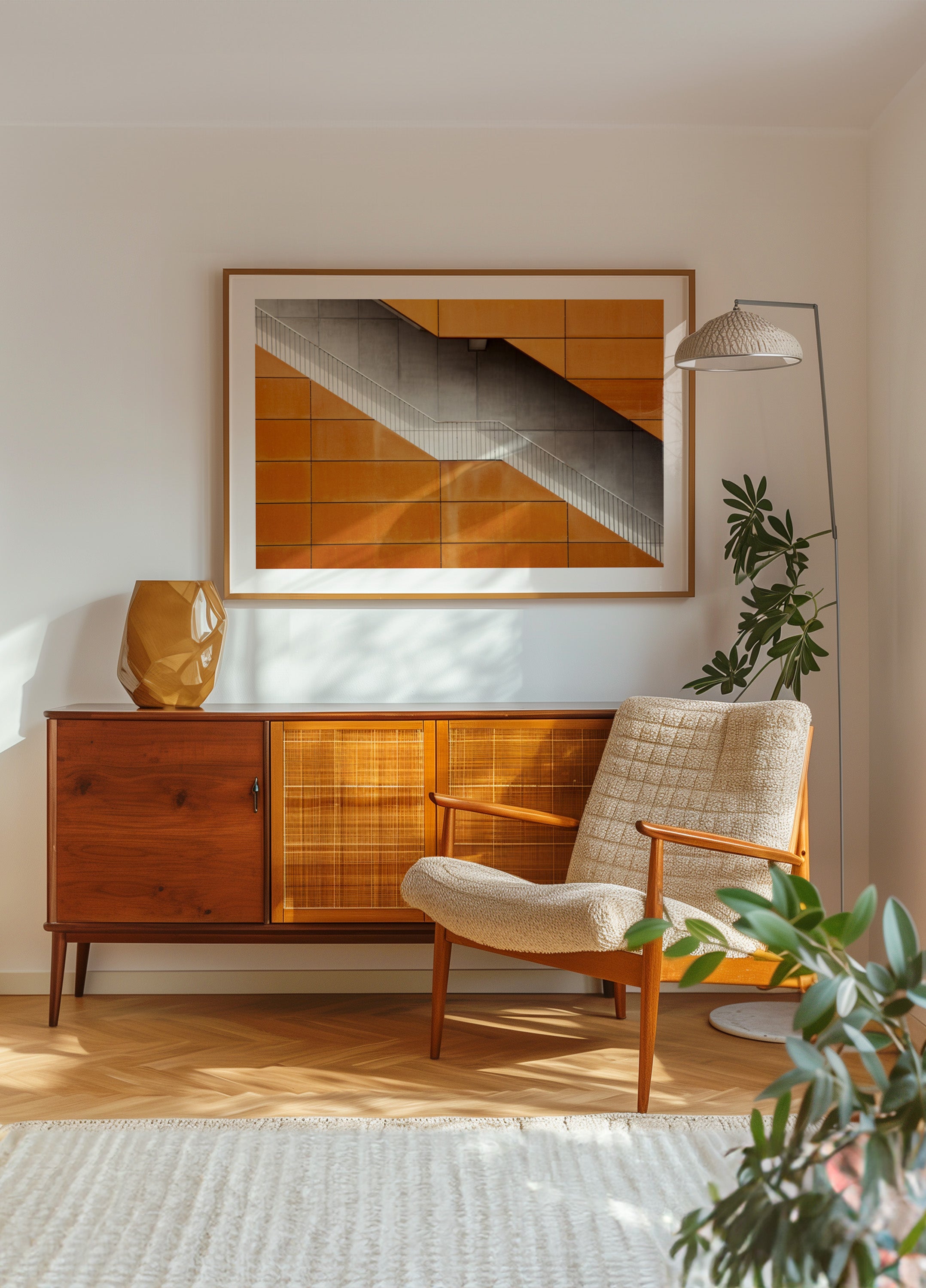 Escalera diagonal naranja