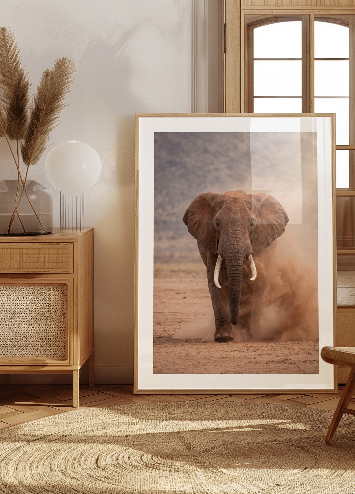 Poderoso elefante polvoriento
