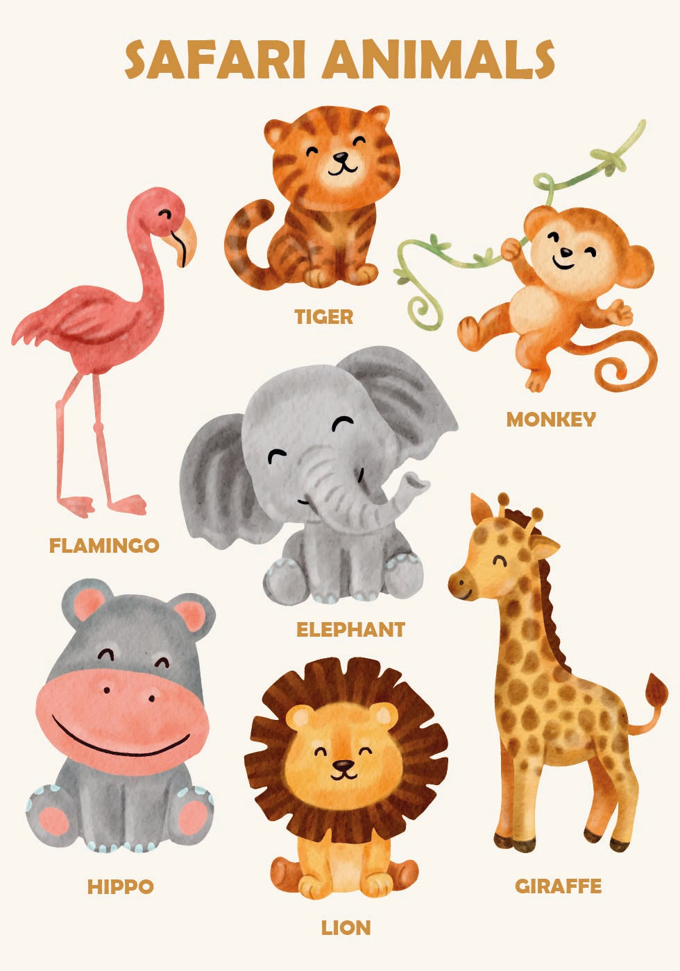 Afiche de animales de safari