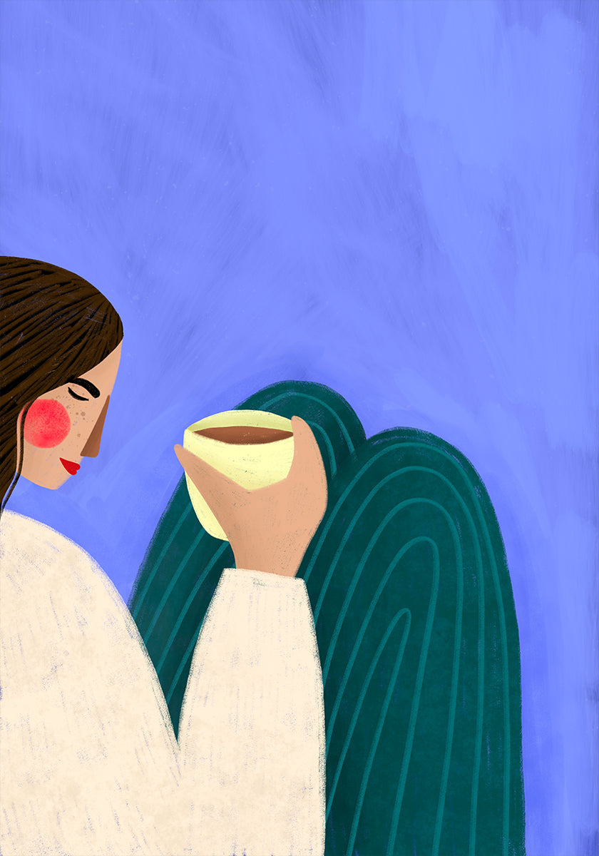 Póster Bebiendo café