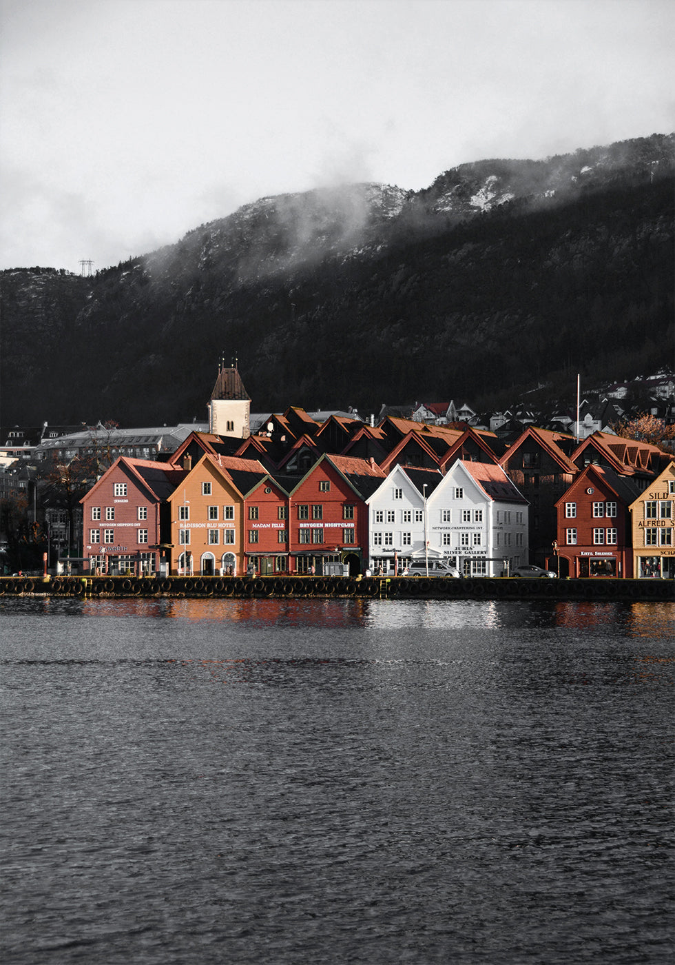 Póster Paseo marítimo de Bryggen, Noruega