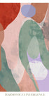 La imagen es una obra de arte abstracto con una convergencia armoniosa de varias formas y colores, incluidos tonos de rojo, verde, azul y morado.