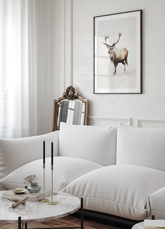 Reindeer In Snow Plakat - Posterbox