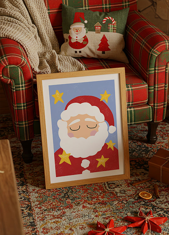 Santa Claus with Stars Plakat - Posterbox