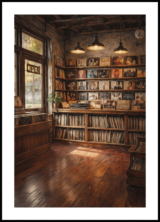 Vintage Record Store Interior Poster - Posterbox
