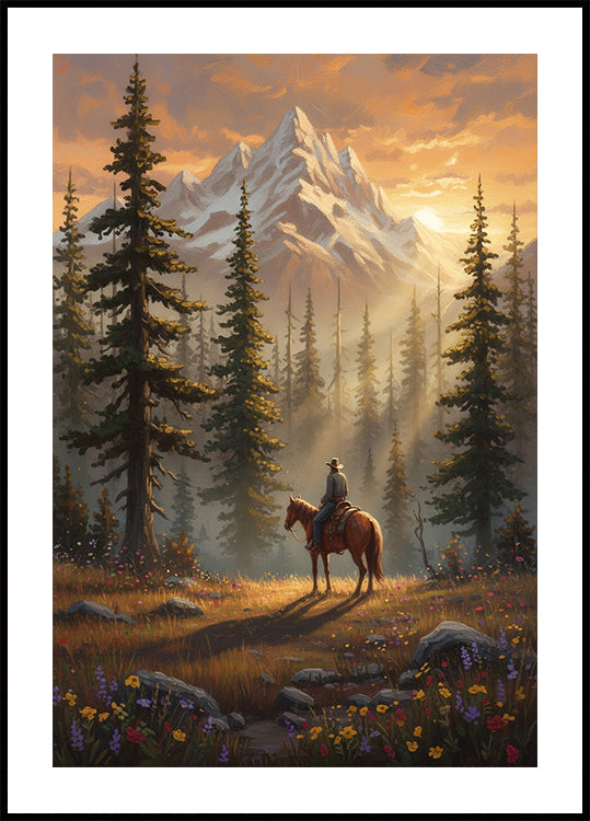 Mountain Rider Sunrise Poster - Posterbox