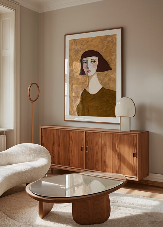 Expressive Portrait Lady with Bob Haircut green eyes (NEW) - Posterbox