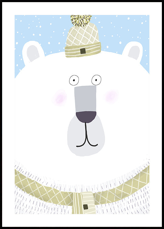 Polar Bear with Winter Hat and Scarf by Carla Daly Plakat - Posterbox