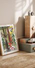 Green Christmas forest with animals Plakat - Posterbox