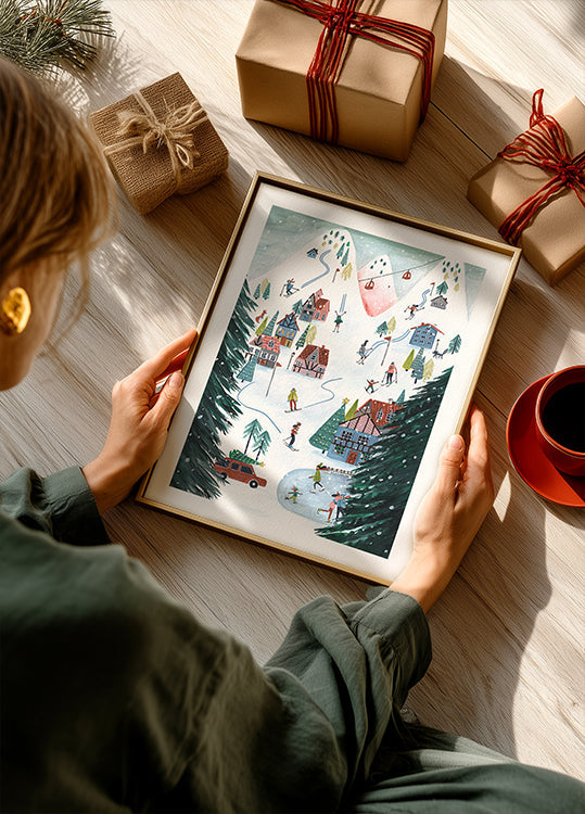 Nordic Skiing in the mountains at Christmas Plakat - Posterbox