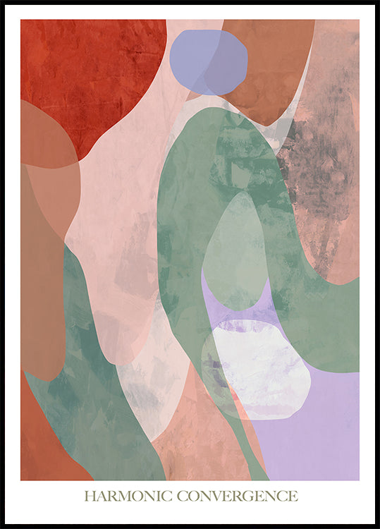 La imagen es una obra de arte abstracto con una paleta de colores armoniosa y formas orgánicas.