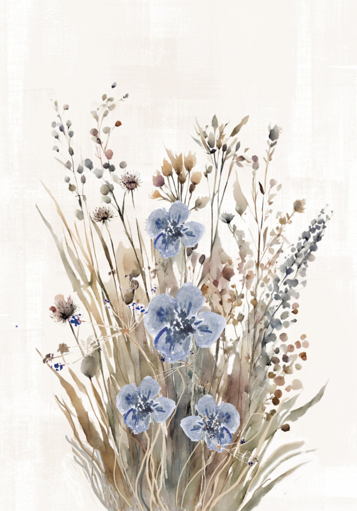 Suaves flores silvestres de acuarela