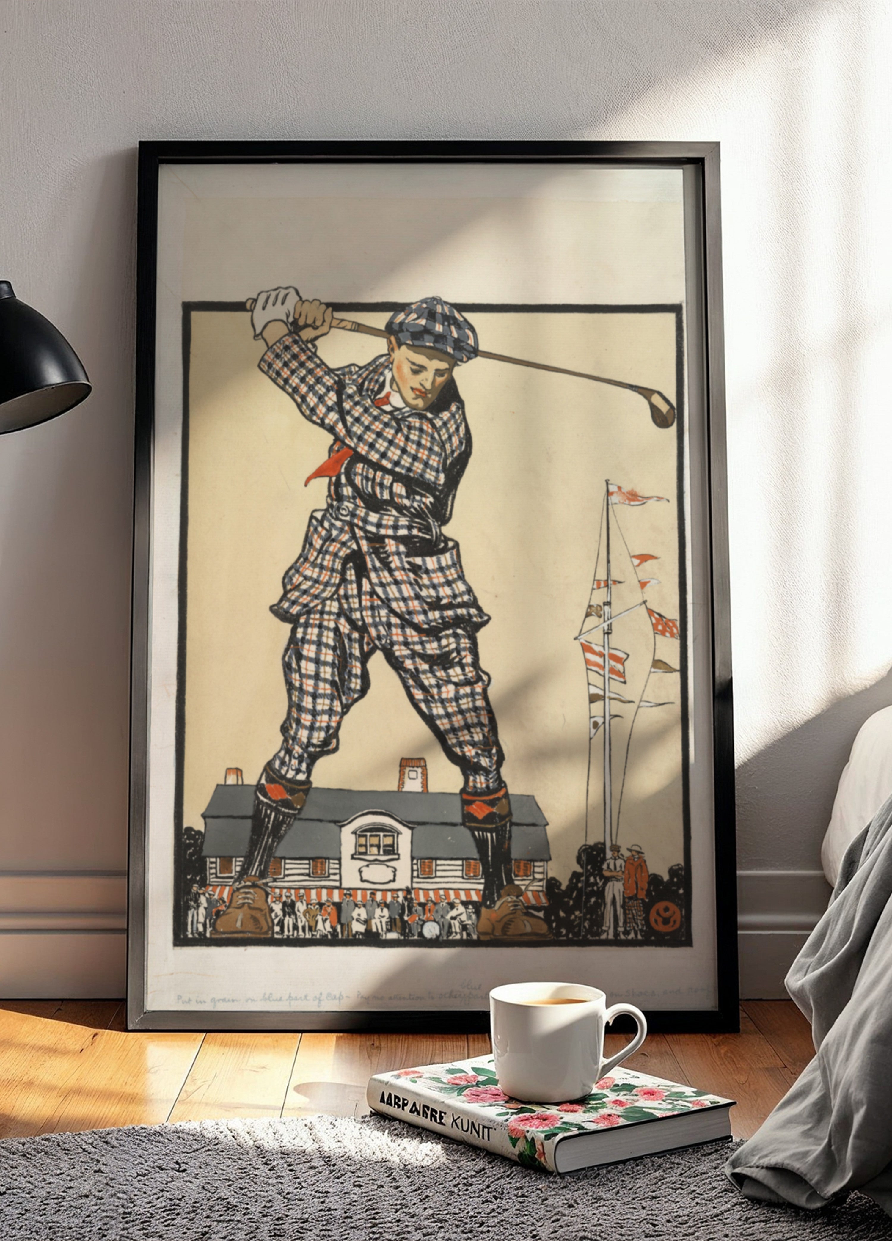 Hombre balanceándose en un palo de golf (1915)