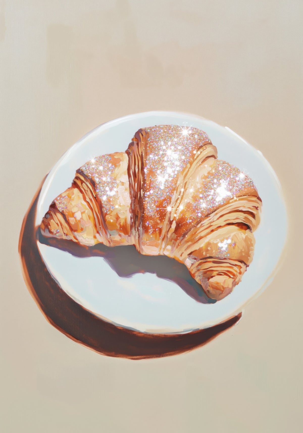 Croissant espumoso en un plato