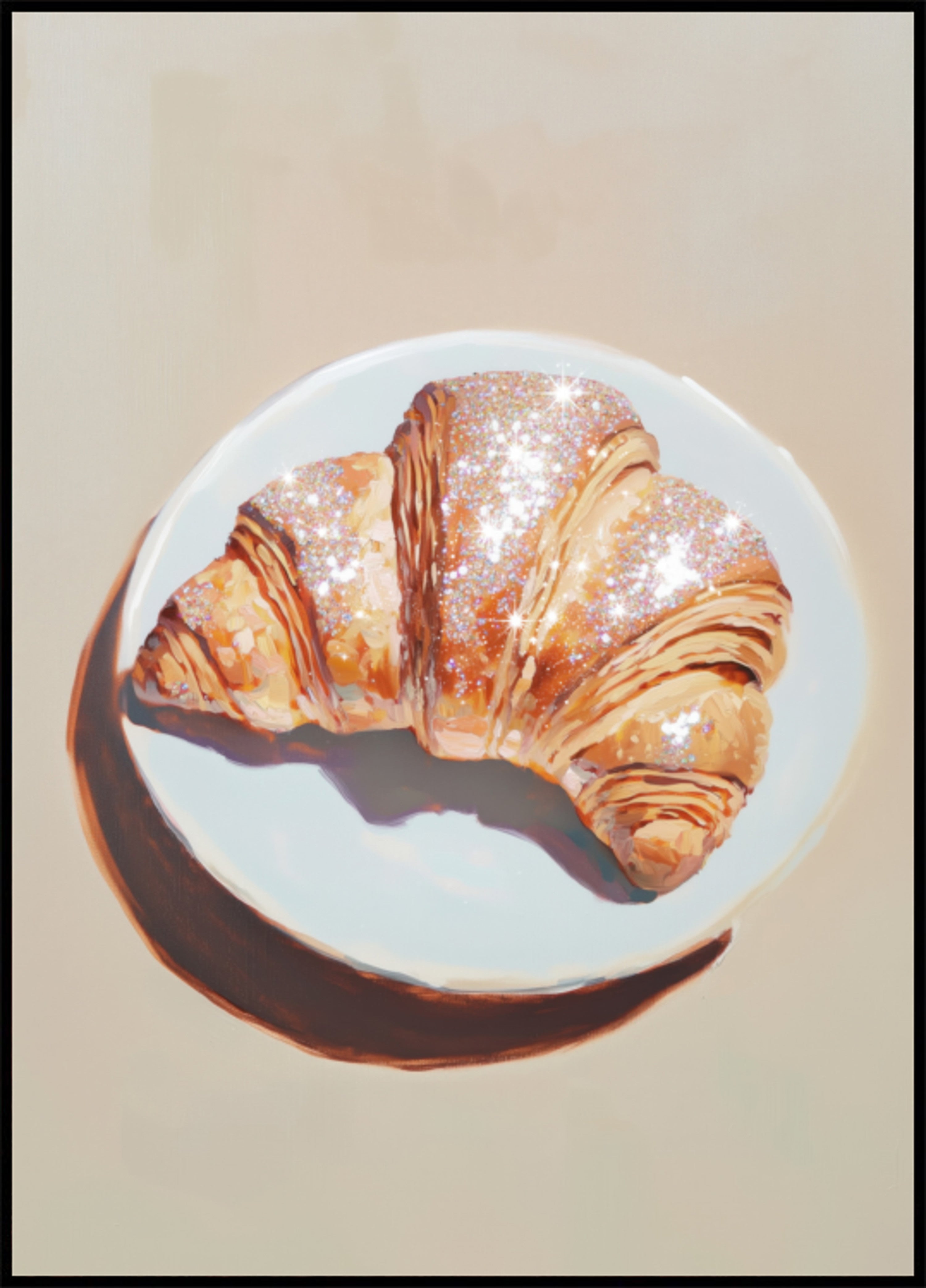 Croissant espumoso en un plato