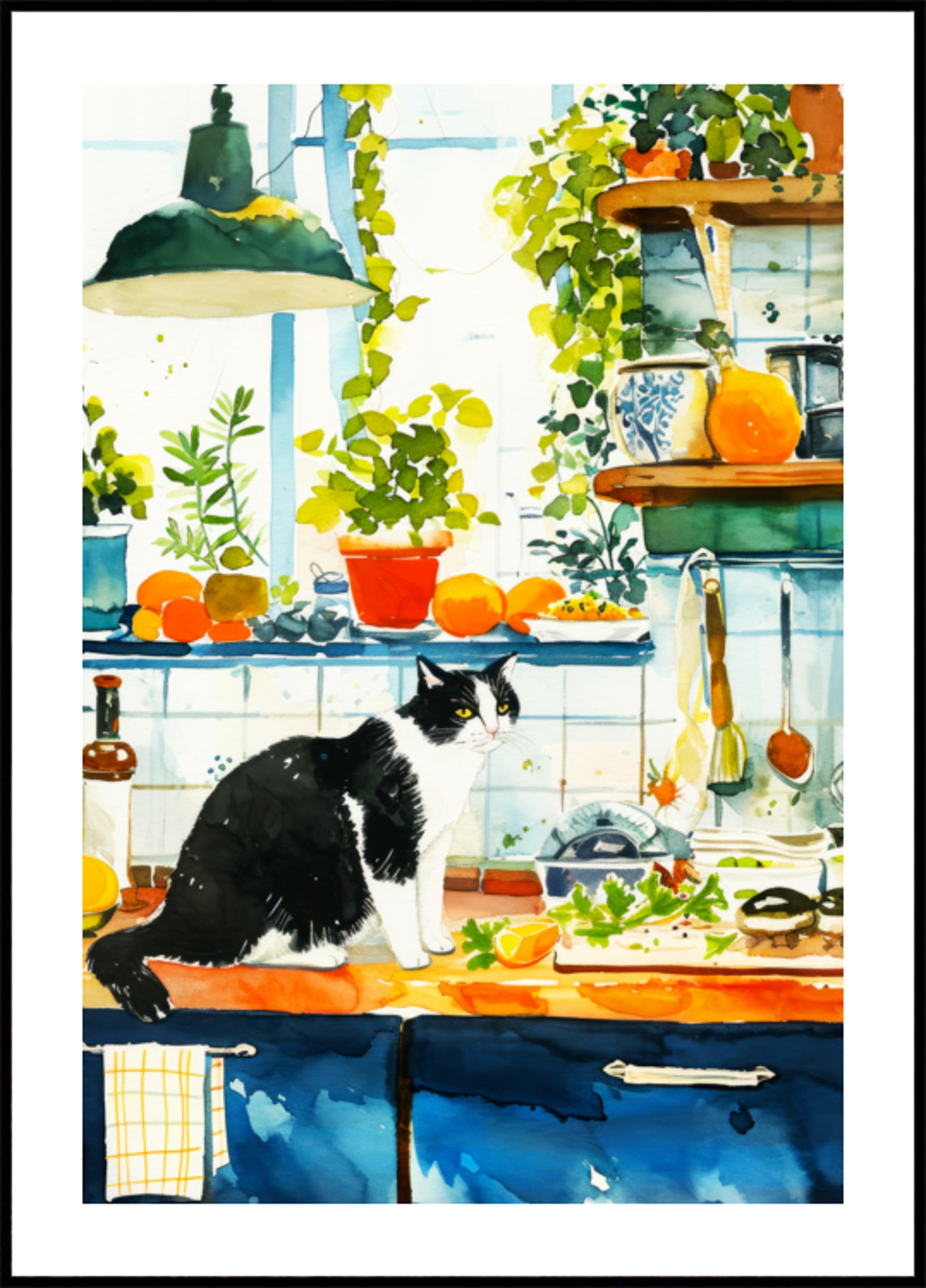 Gato de cocina acogedora