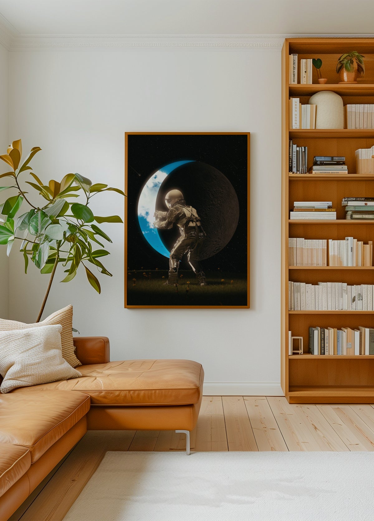 Astronauta sosteniendo la luna