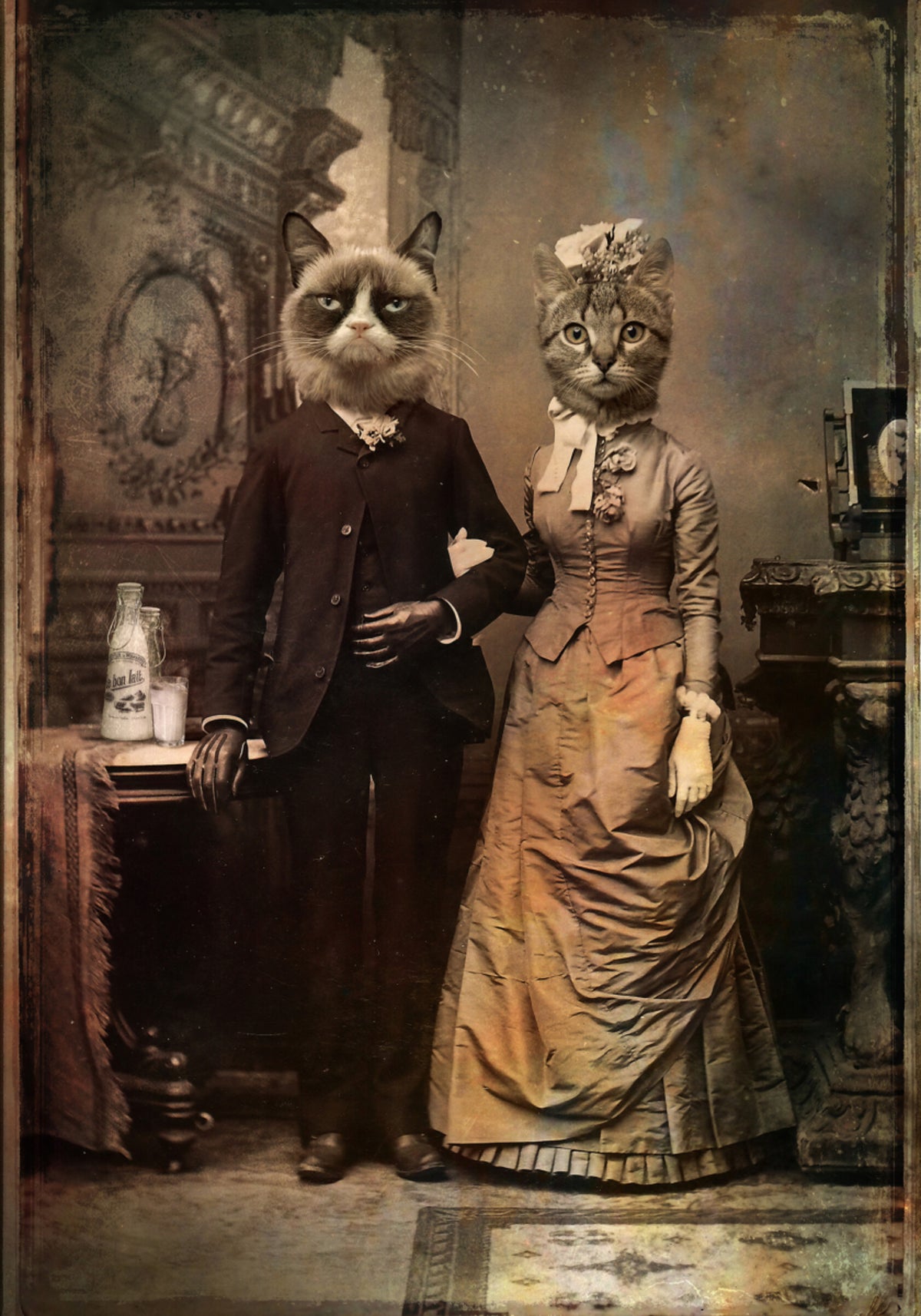 Pareja de gatos victorianos