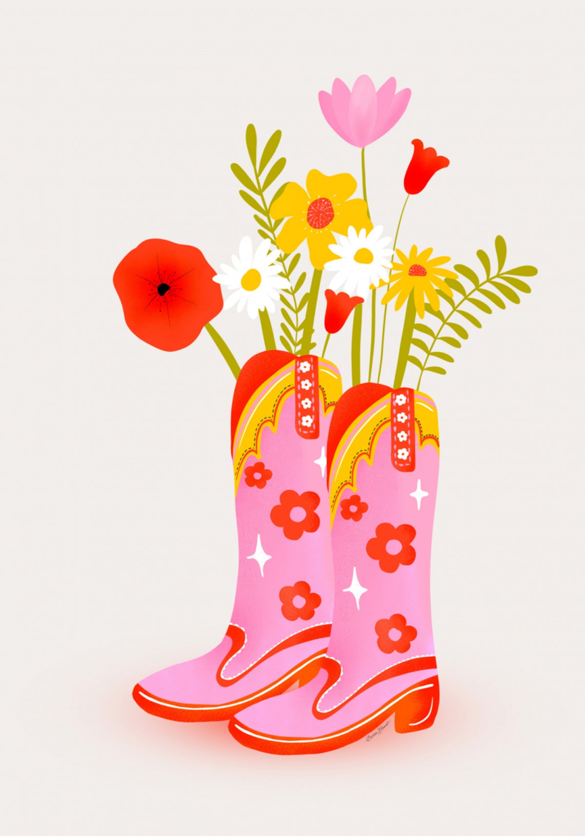 Botas Vaqueras Rosas Flores
