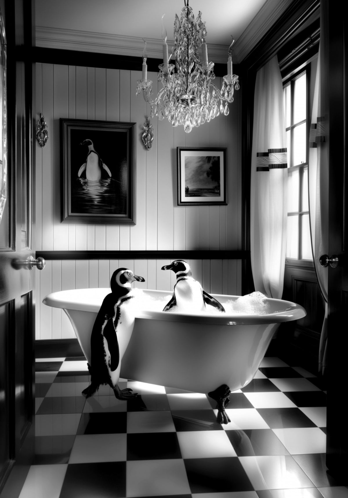 Elegant Penguin Bath - Posterbox