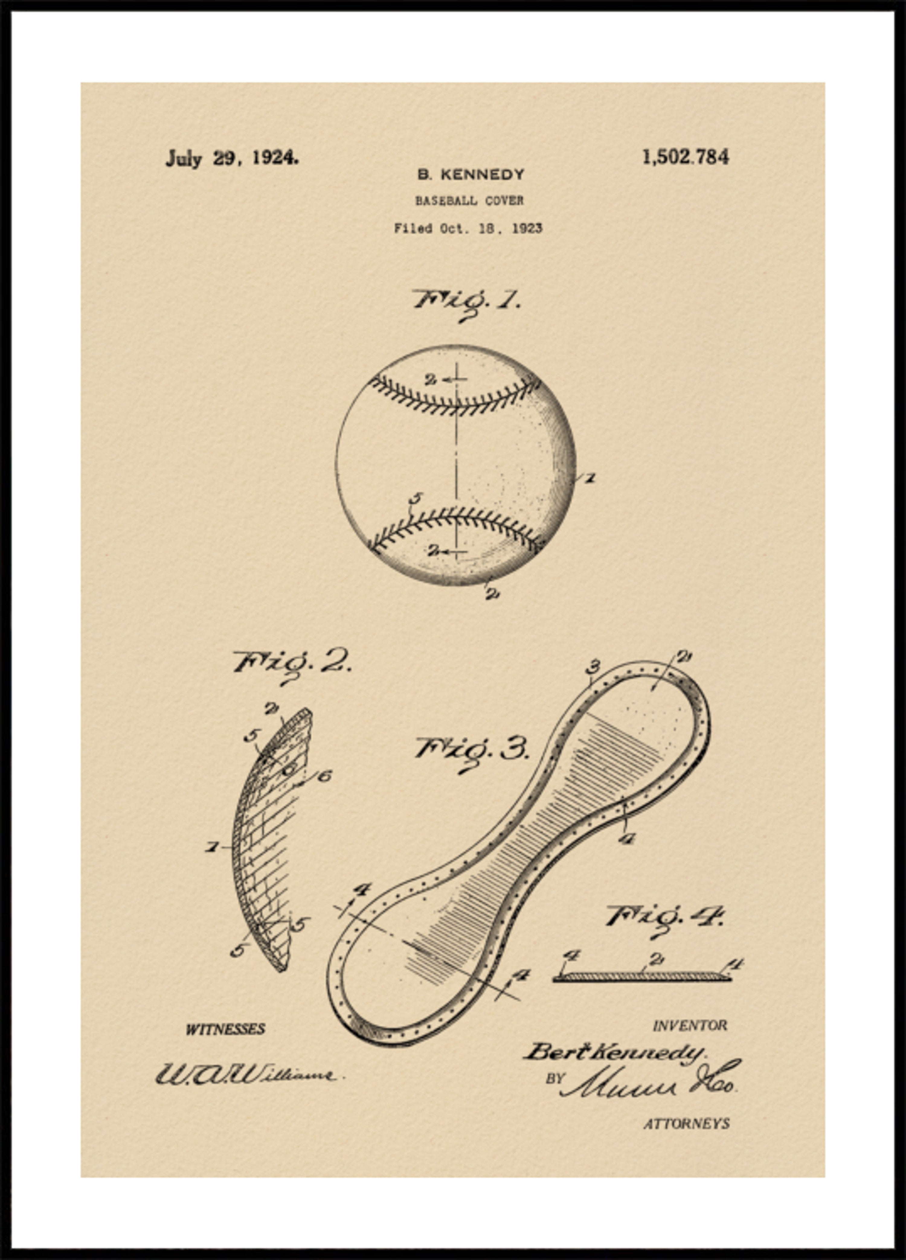 Dibujo de patente de béisbol vintage