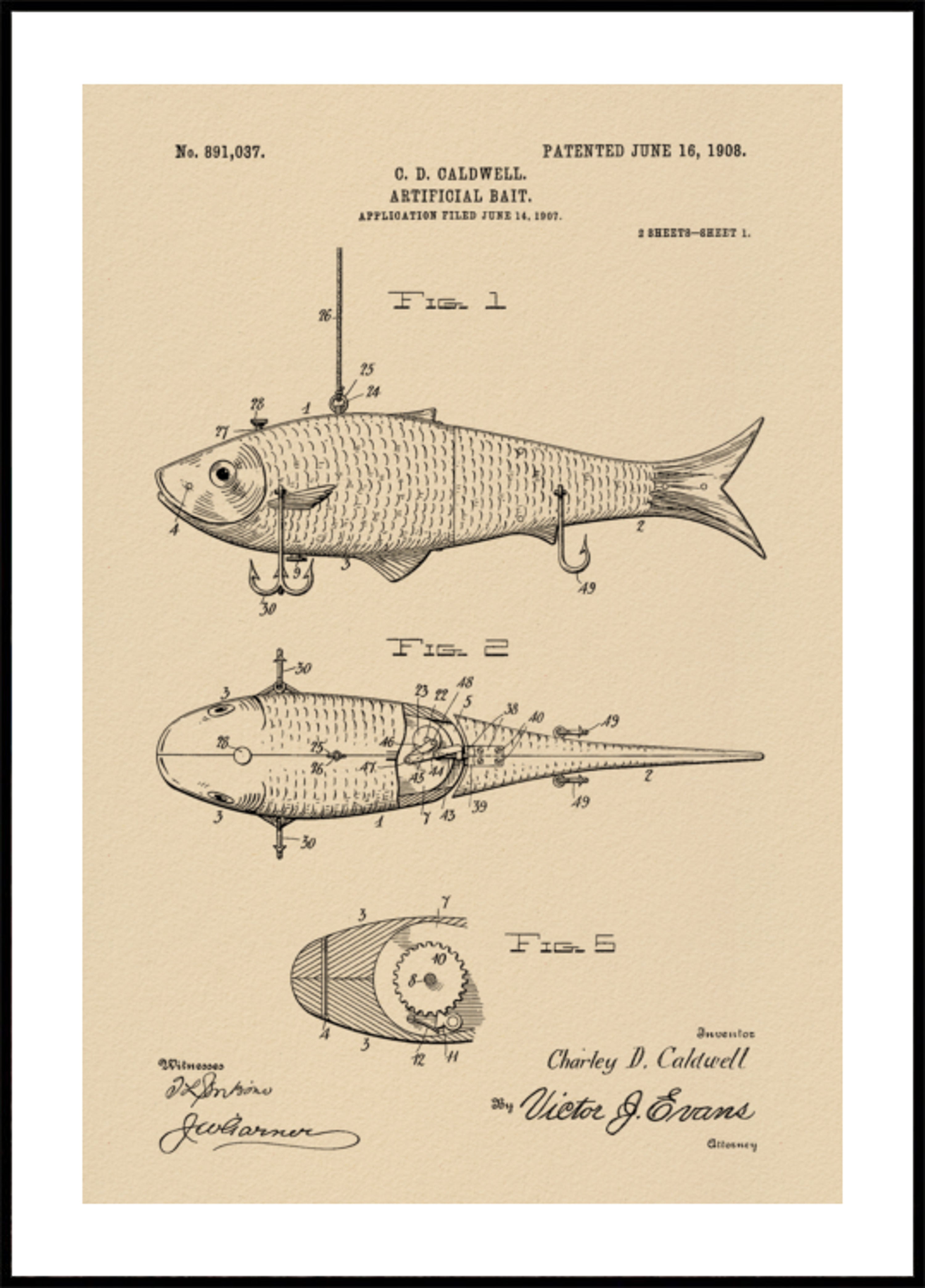 Patente de señuelo de pesca vintage