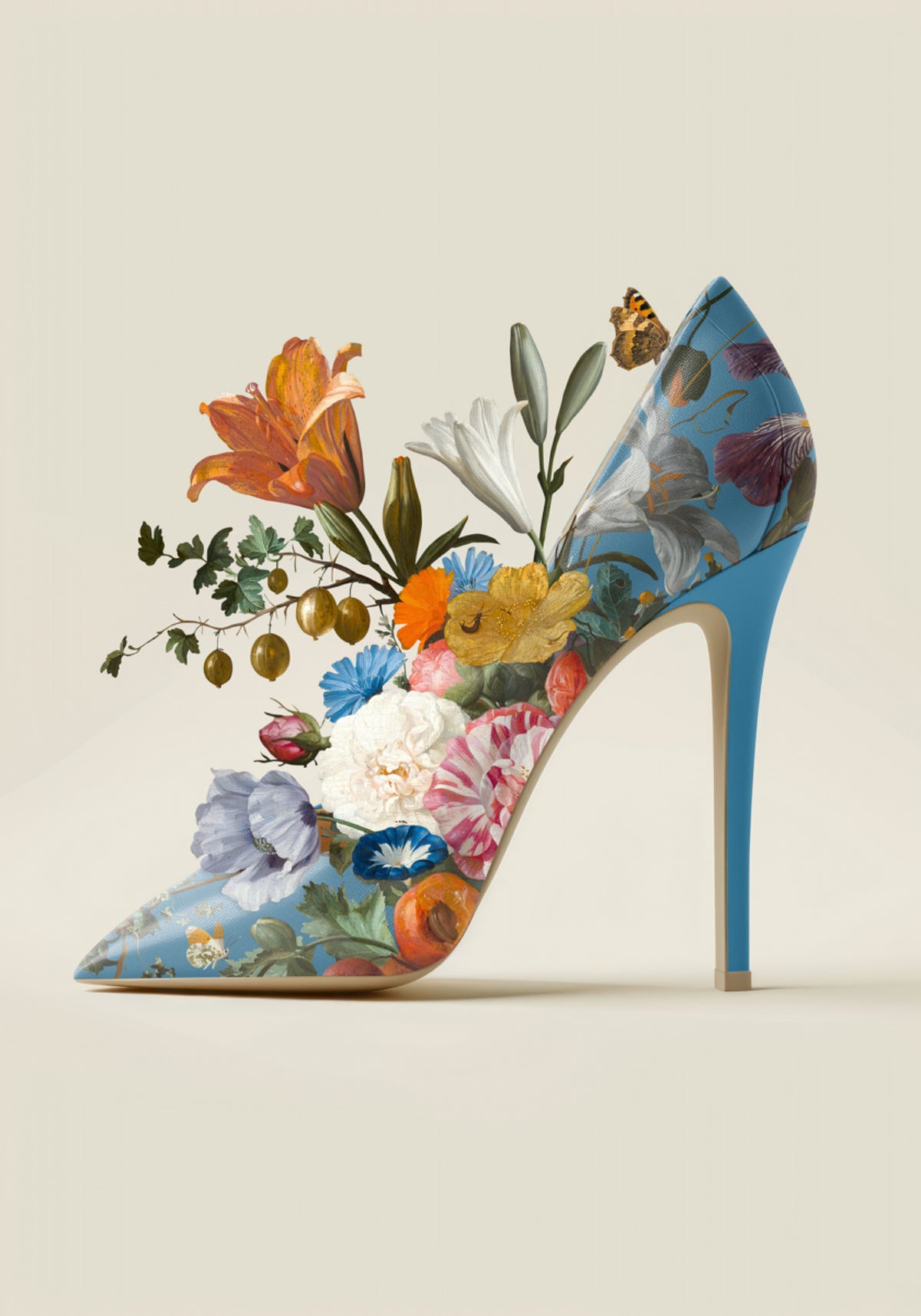 Tacón floral vibrante