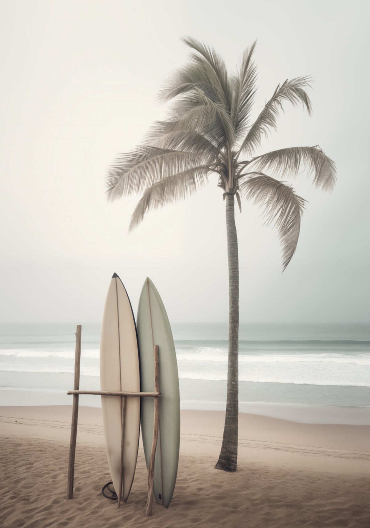 Tablas de surf de playa serena