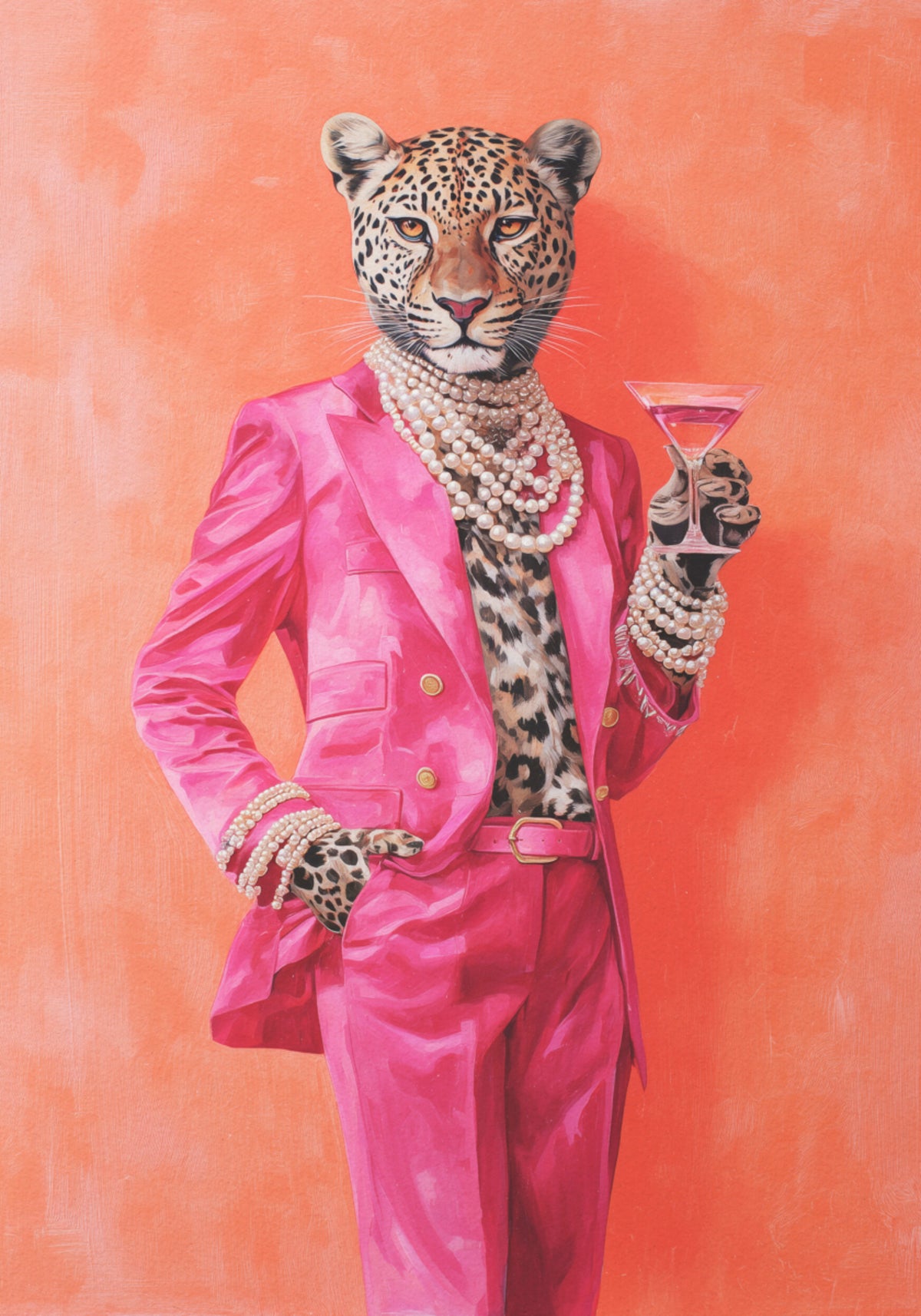 Martini traje rosa leopardo