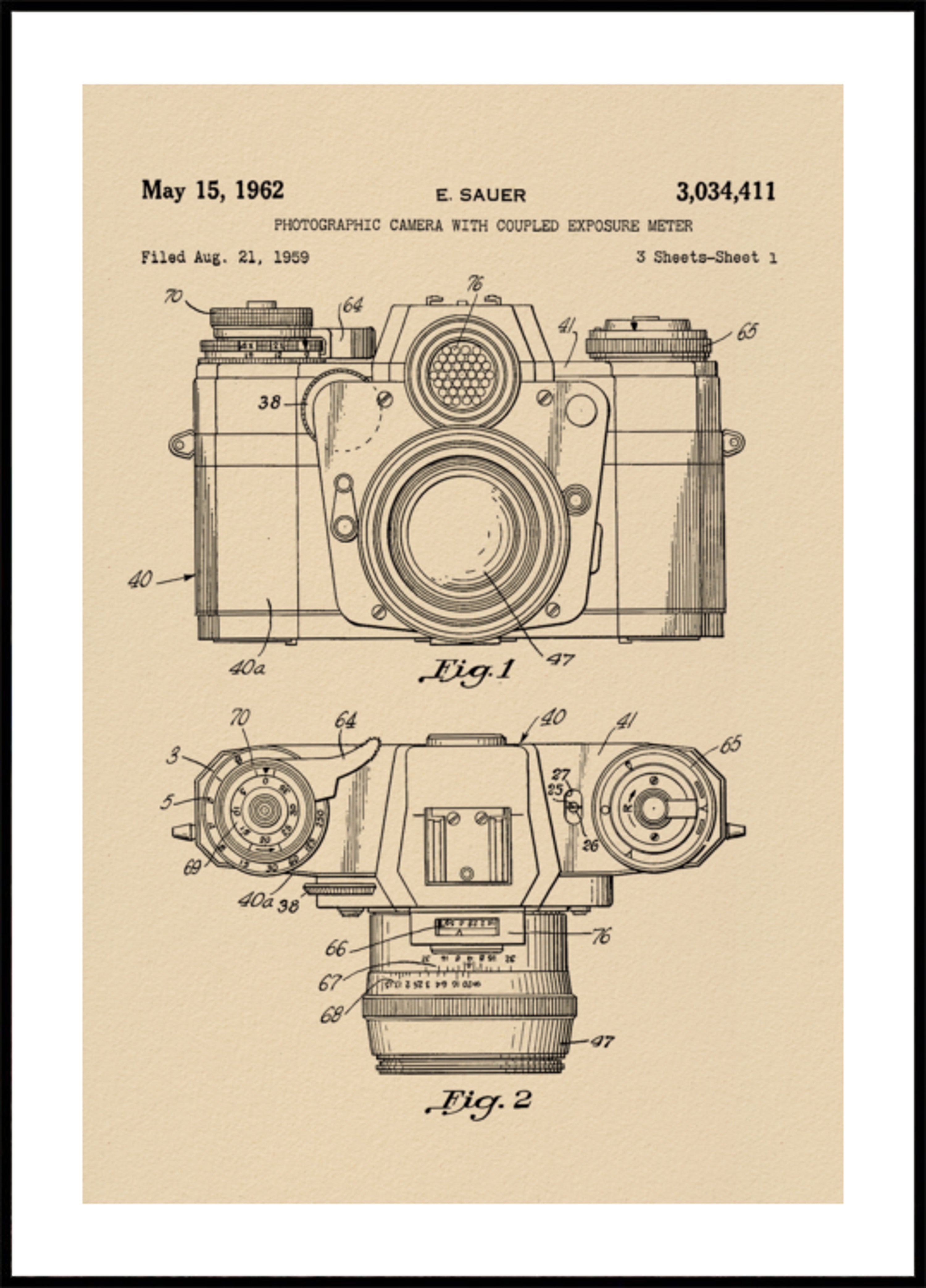 Dibujo de patente de cámara vintage