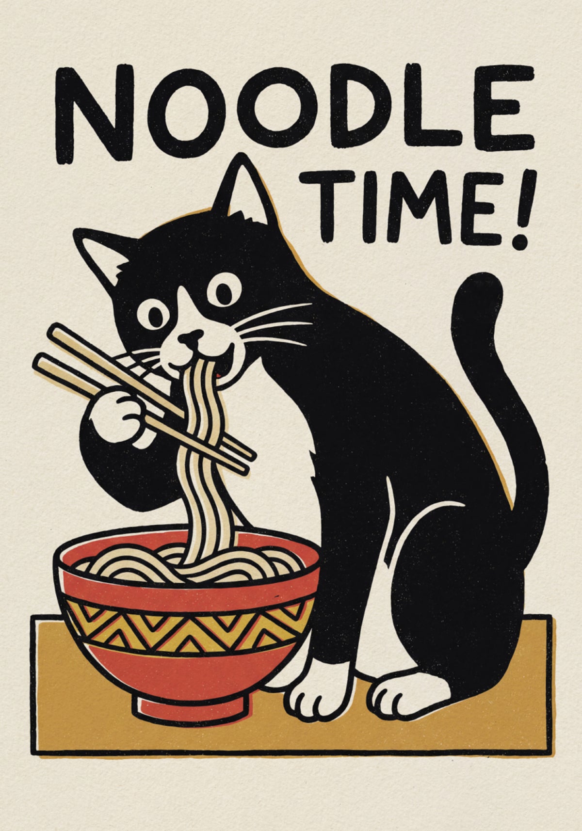 Gato de la hora de los fideos