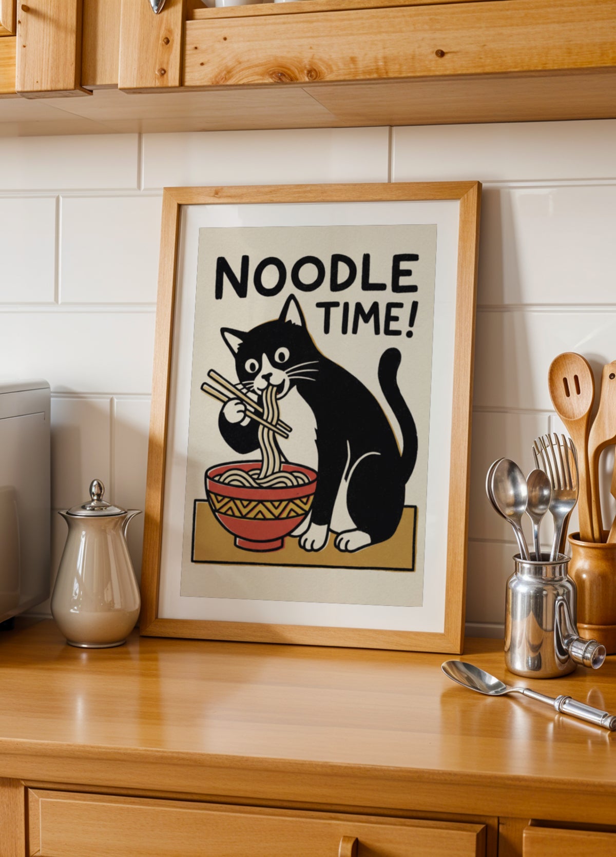 Gato de la hora de los fideos