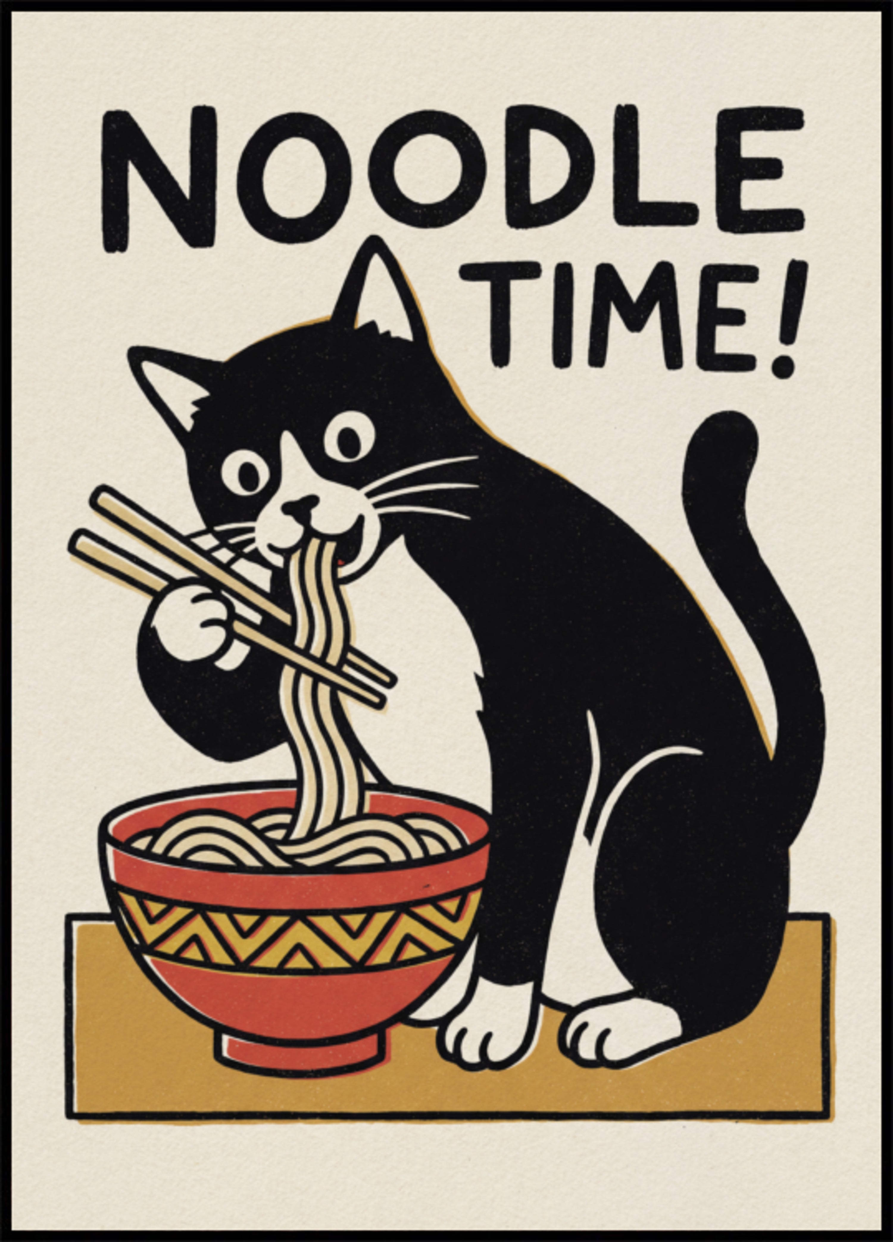 Gato de la hora de los fideos