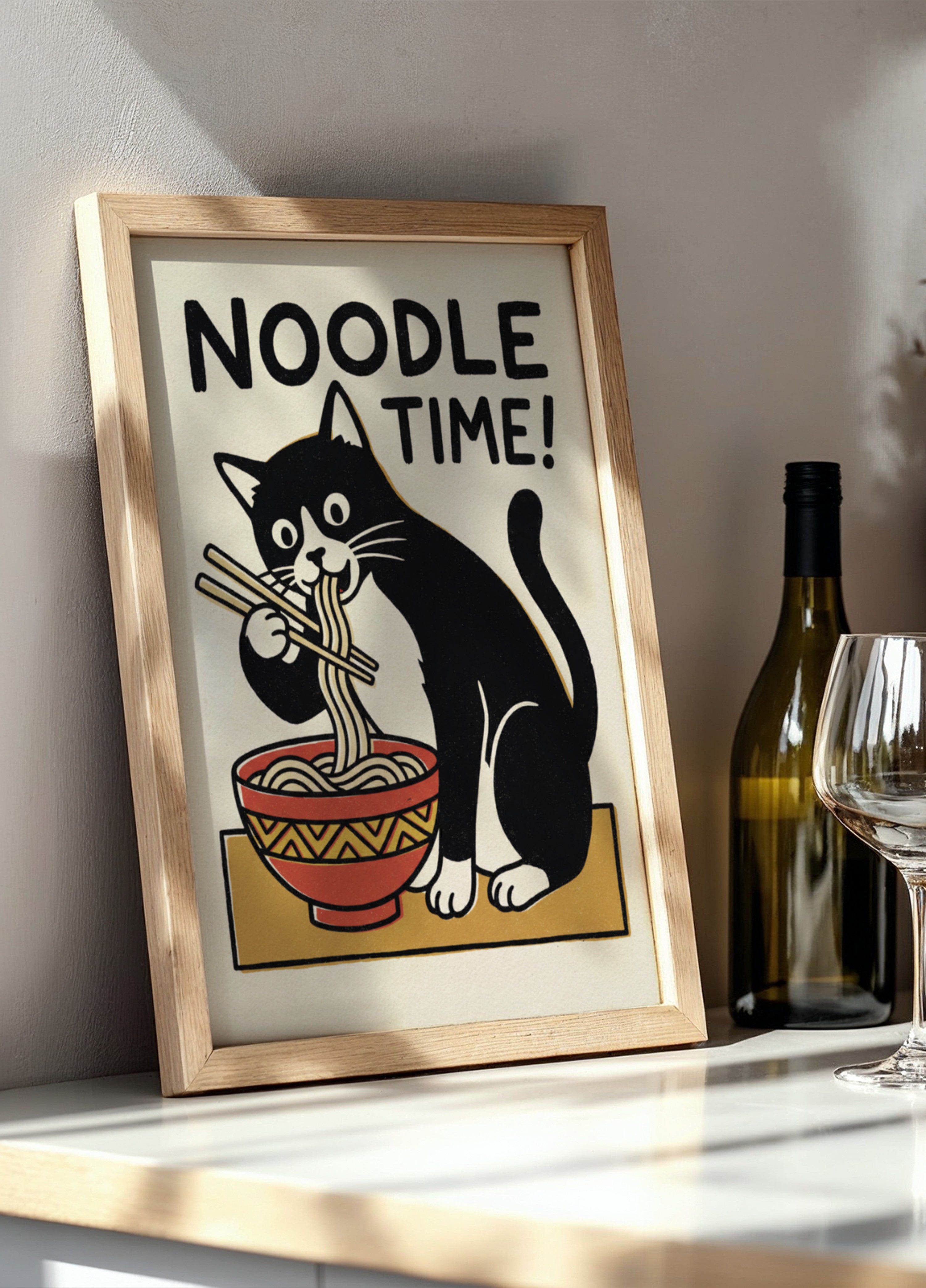 Gato de la hora de los fideos