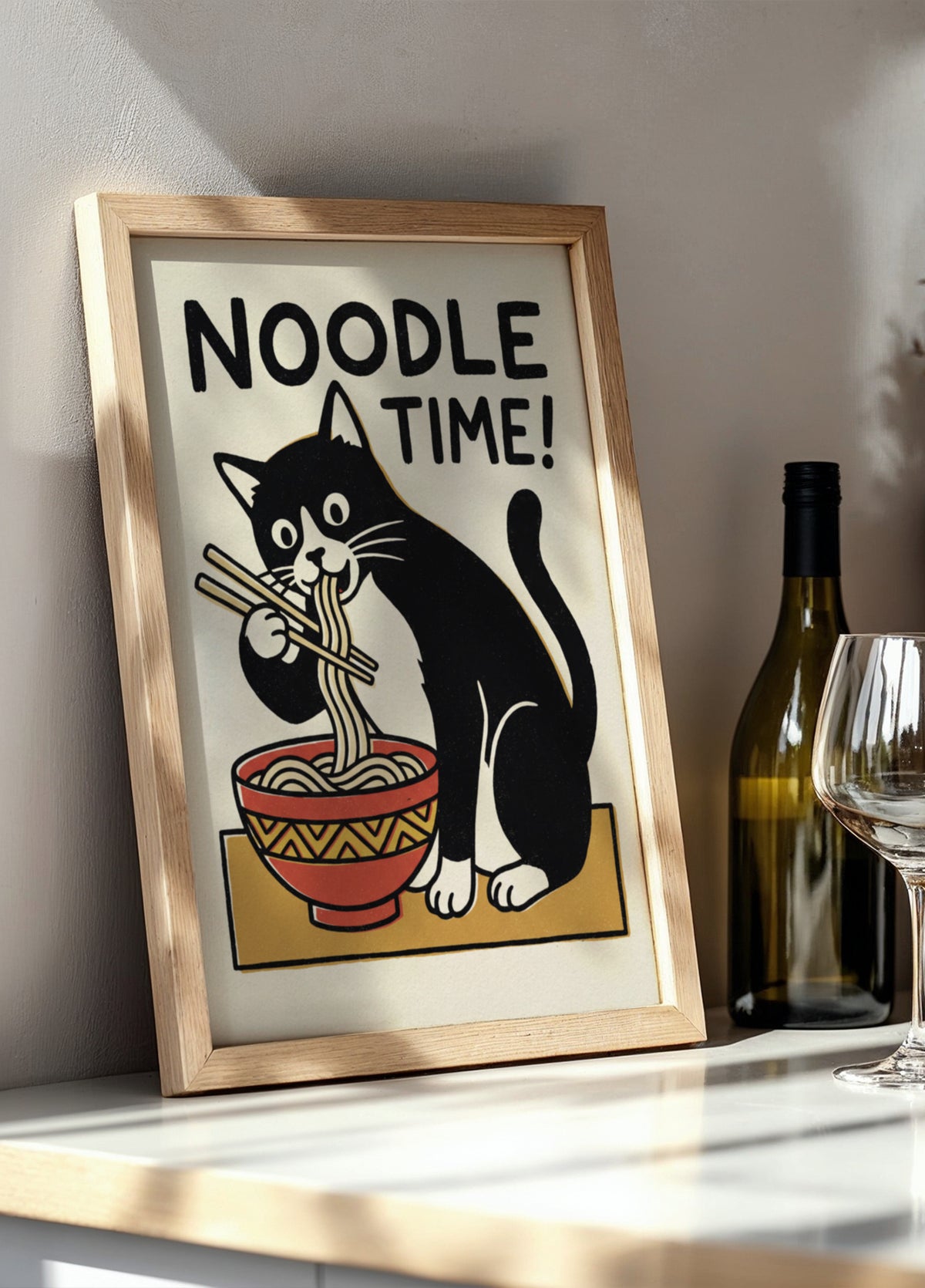Gato de la hora de los fideos