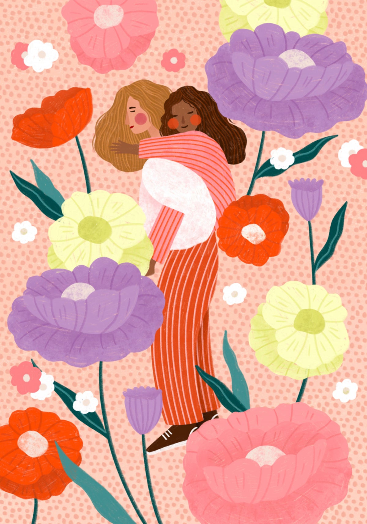 Abrazo floral alegre