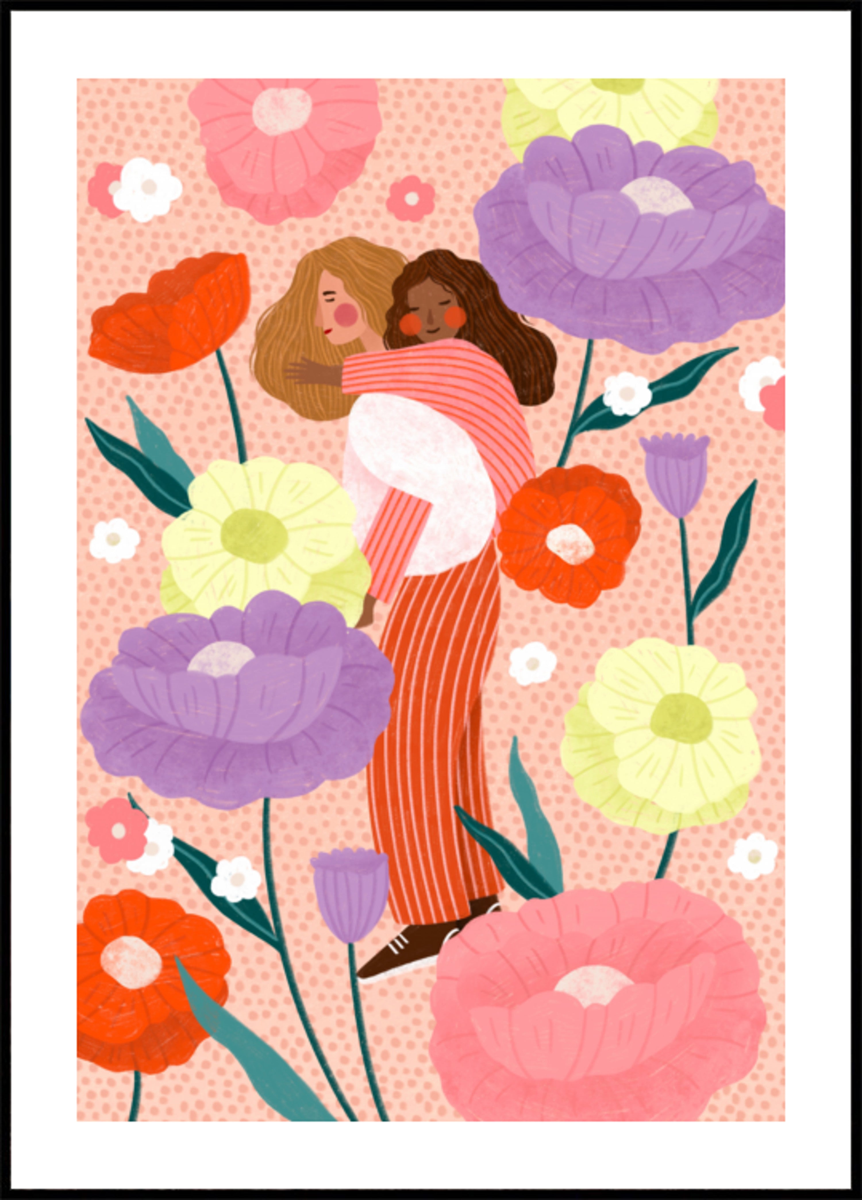 Abrazo floral alegre