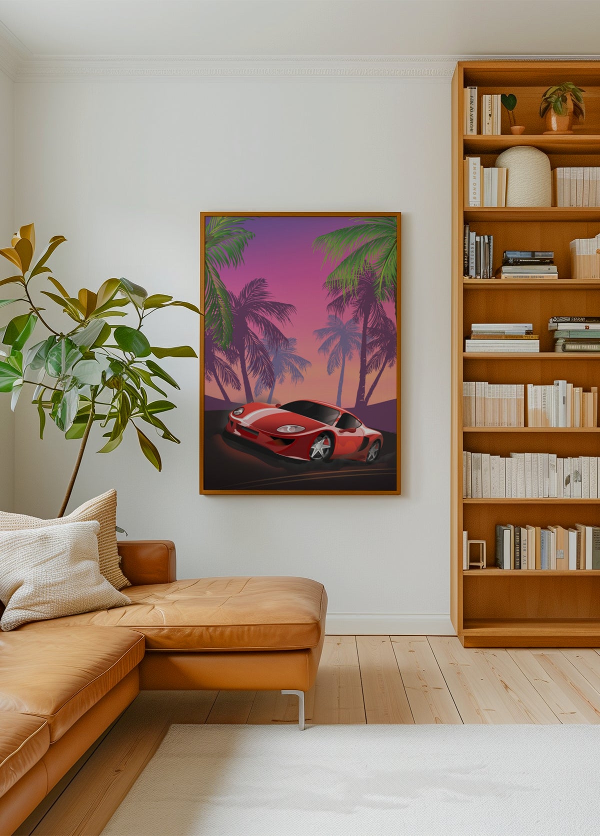 Atardecer de coche deportivo rojo