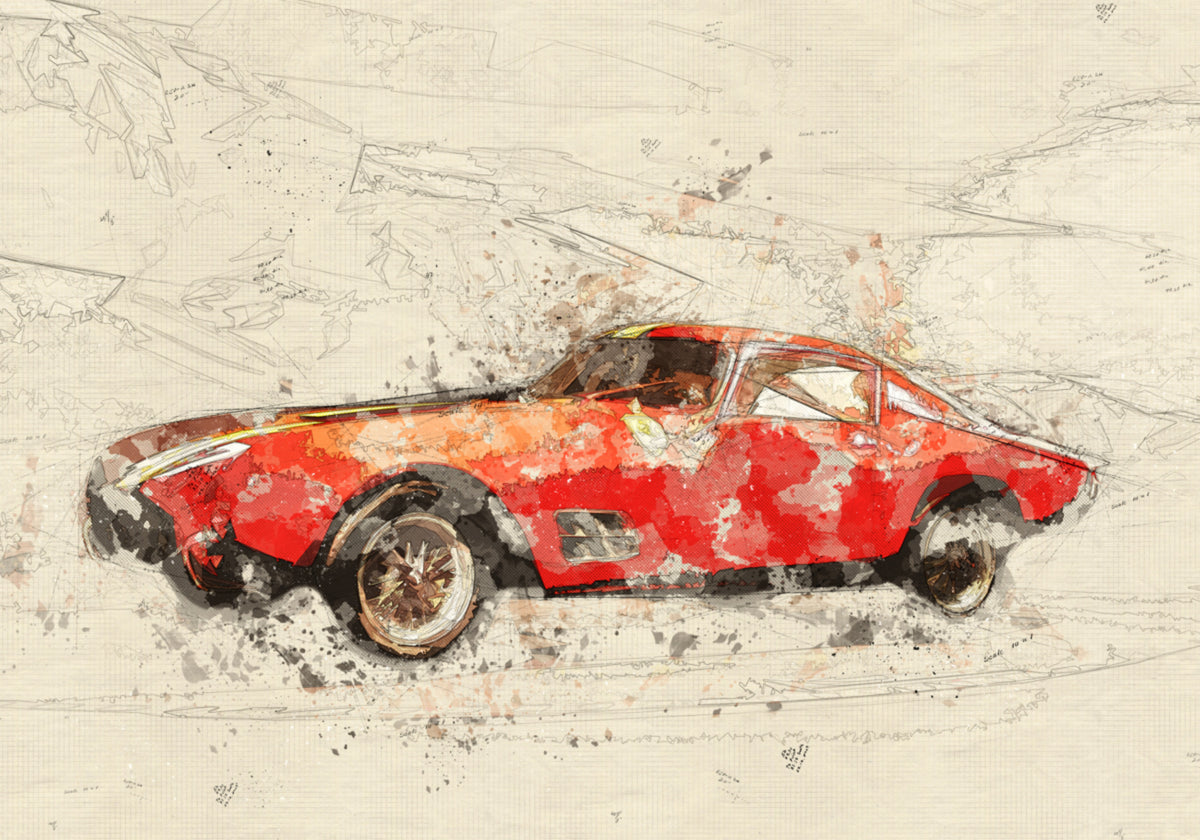 Bosquejo del coche rojo clásico