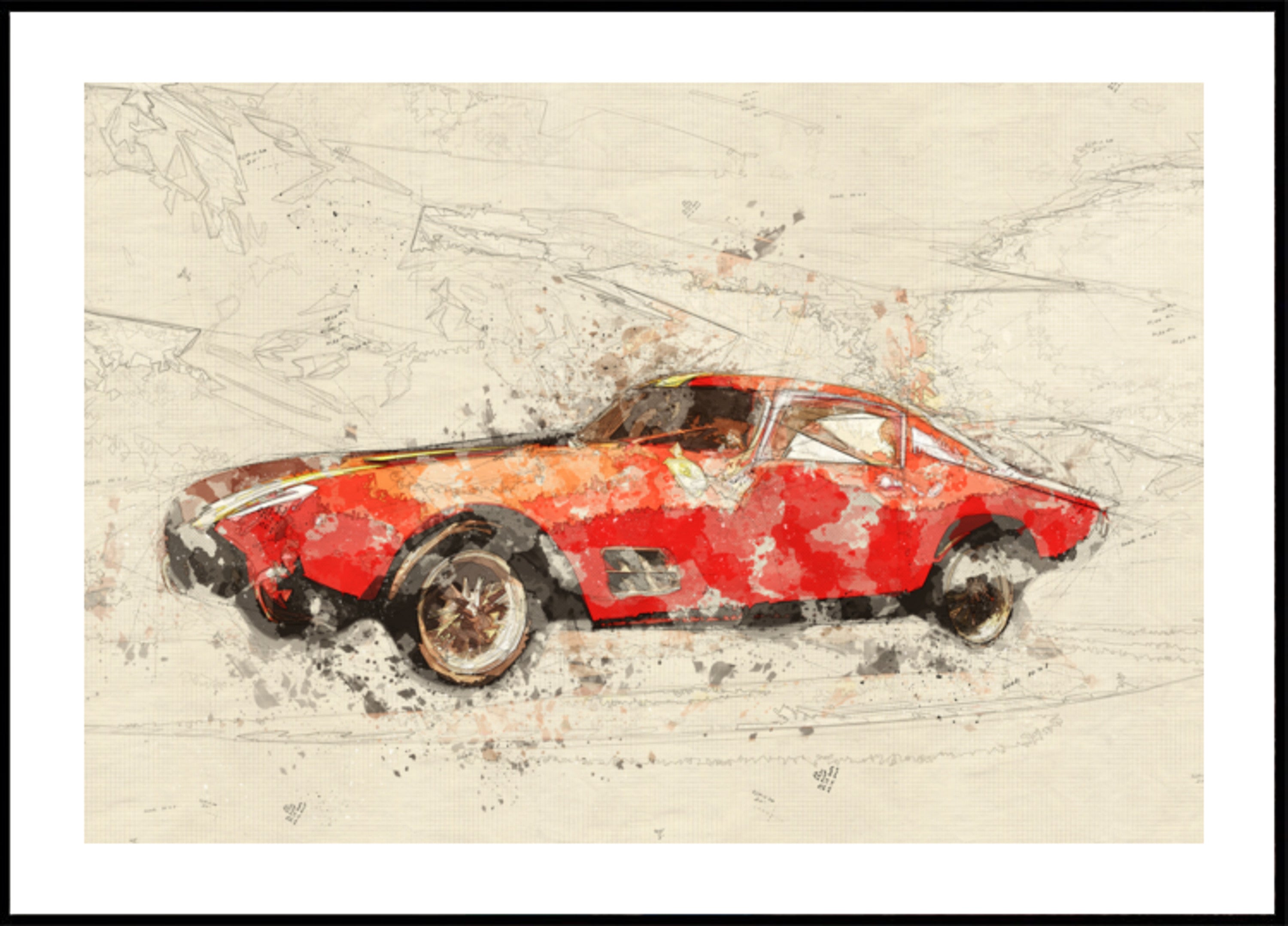 Bosquejo del coche rojo clásico