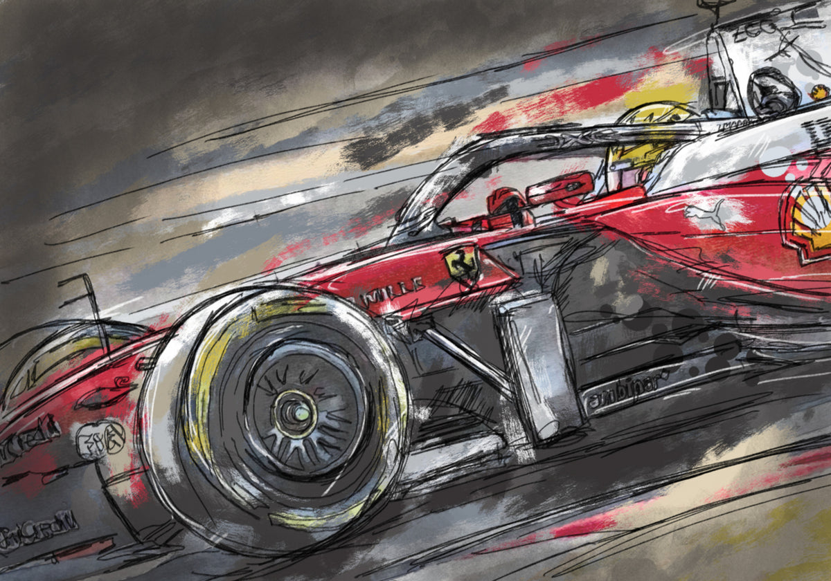 Bosquejo del coche de carreras rojo