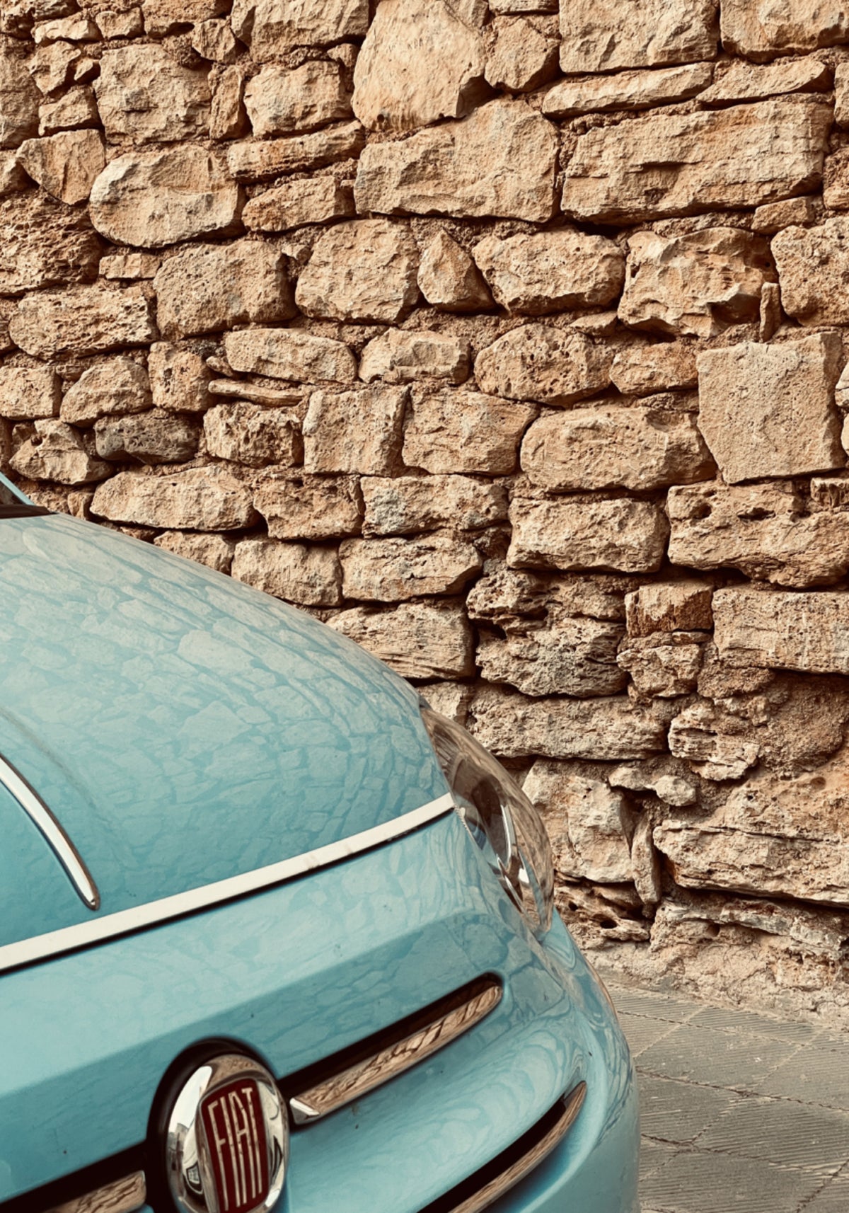 Pared de coche azul clásico