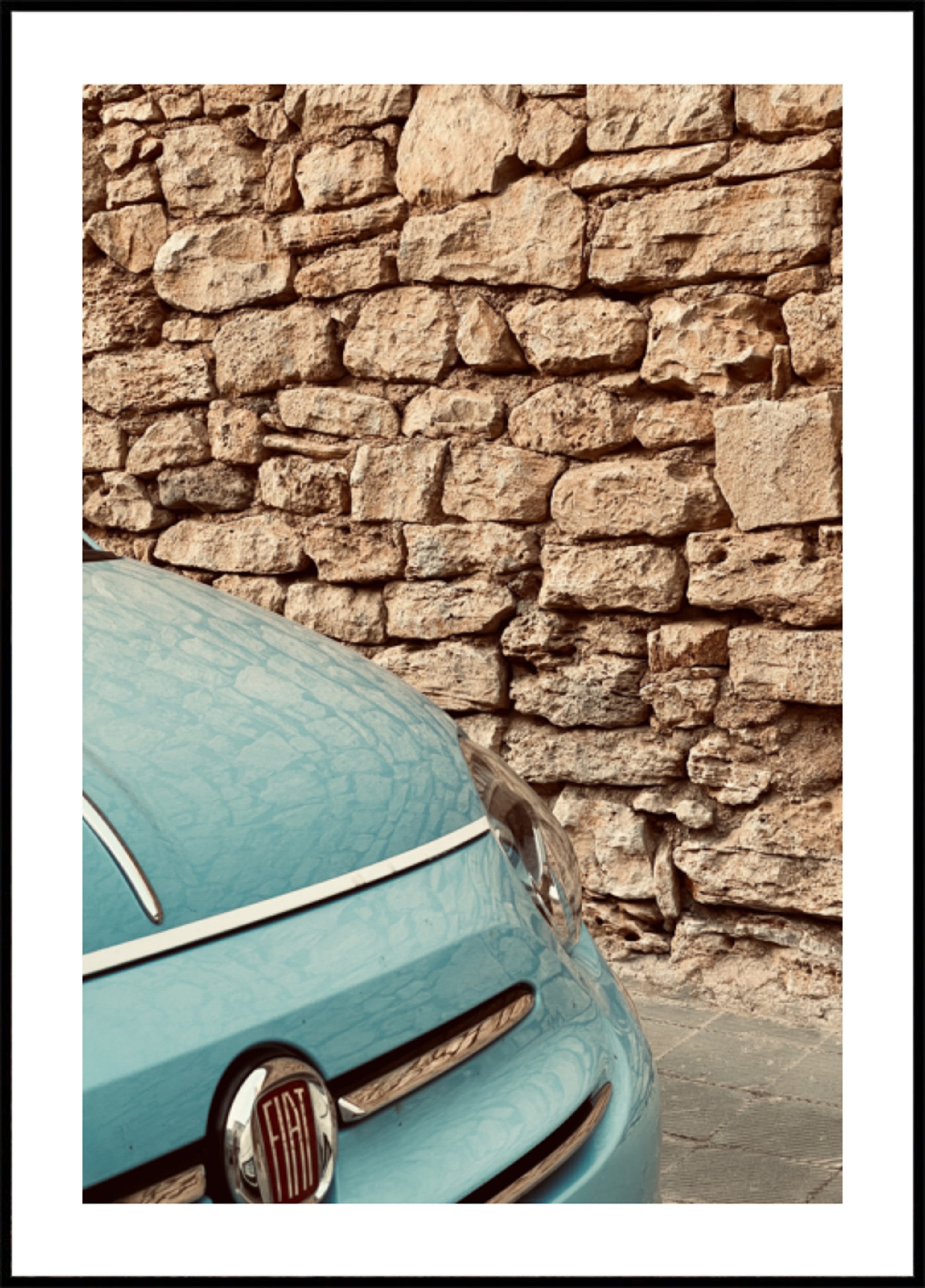 Pared de coche azul clásico